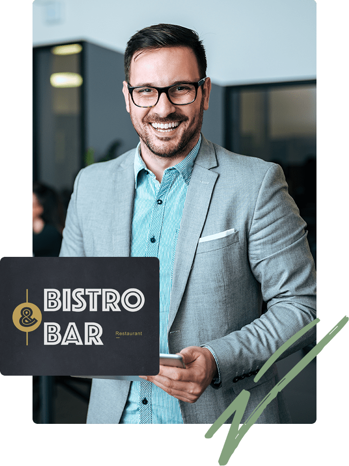 A restaurant marketing consultant creating a Bar and Bistro sign
