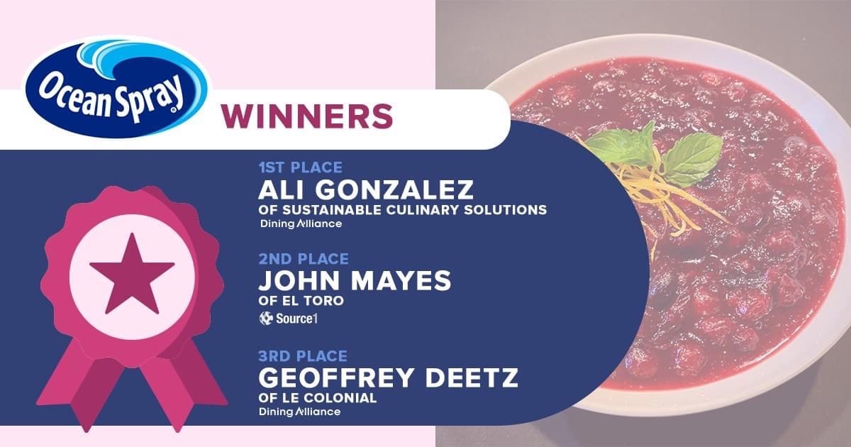 Ali Gonzalez of Sustainable Culinary Solutions wins first place in the Ocean Spray Cranberry Sauce contest